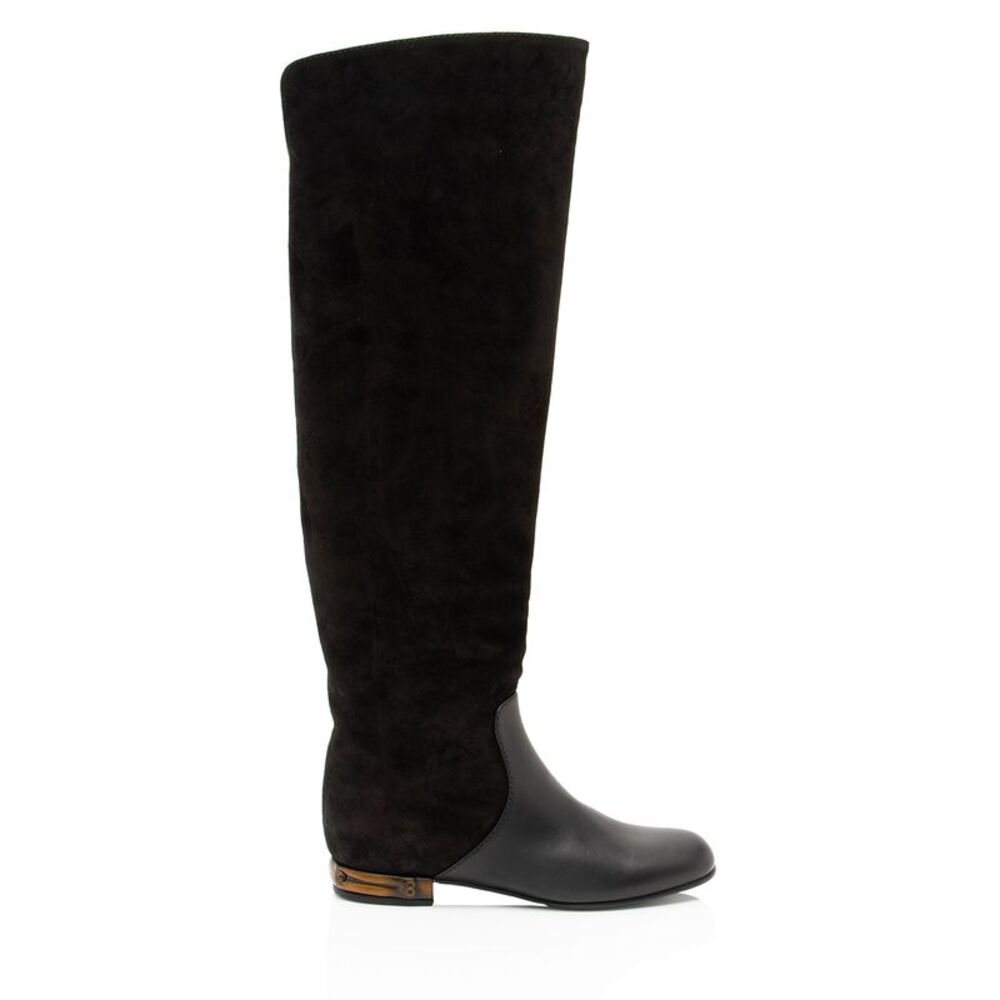 Gucci Suede Leather Bamboo Heel Knee High Boots - Size 6 / 36